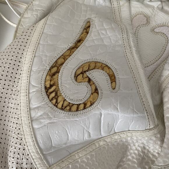 SHARIF Bag Handbag Purse Shoulder Snake Print White Crossbody White Coin Purse - Picture 7 of 15